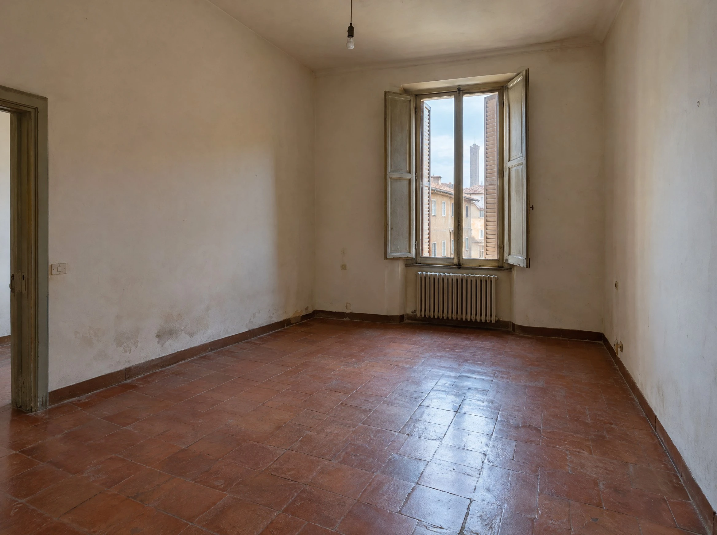 Il soggiorno vuoto prima del riarredo